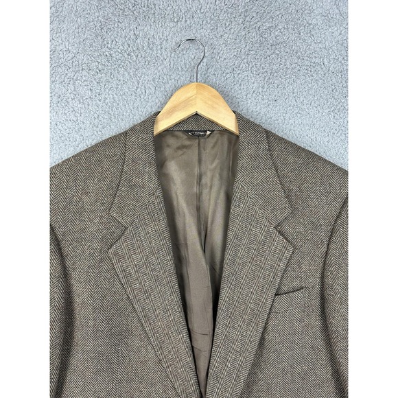 VTG Brooks Brothers Sport Coat Men 42R Brown Herringbone Tweed 2 Button USA Made